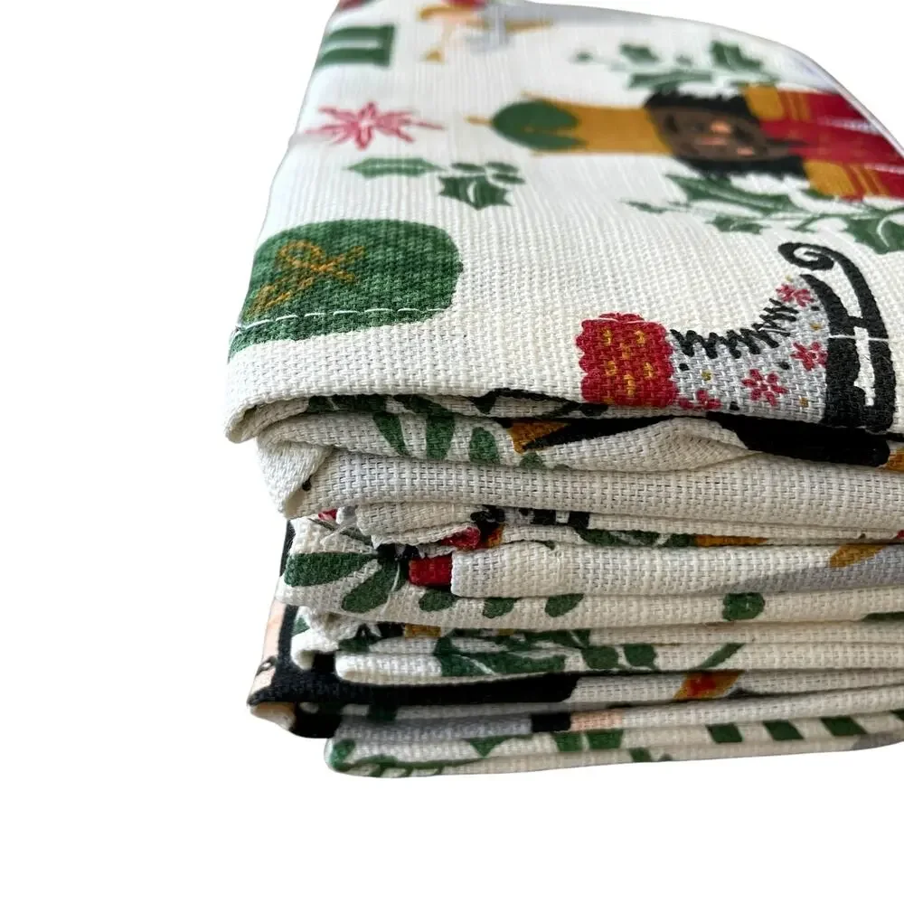 Envogue Christmas Nutcracker Dinner Napkins Set of 8 Holiday Cotton 20x20 NEW